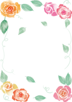 Warm orange and pink rose Fashionable watercolor style-Vertical frame Frame