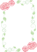 Rose and vine fashionable watercolor style drawn by brush style-vertical frame
