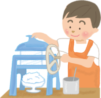 かき氷を作る男性店員／夏休み