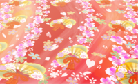 Kimono (Japanese style cherry blossom pattern) Perspective bright red background-background