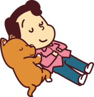 Dog and person lying together-cute
