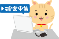 Cat makes a final tax return on a computer