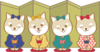 Year of the Dog (4 sisters Shiba Inu) Illustration 2018 Cute dog