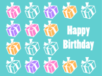 Birthday greeting card with present boxes lined up