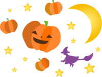 ハロウィン-かぼちゃと魔女