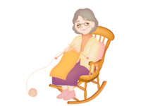 Grandma knitting in a rocking chair
