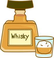 威士忌(瓶子和玻璃杯)