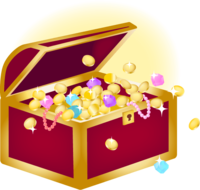 Jewels are overflowing from the treasure chest
