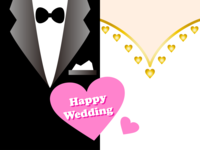 Wedding card for tuxedo and dress