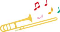 Musical notes and trombone