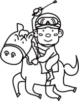 競馬-騎手と馬のぬりえ(線画)