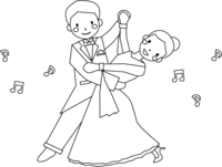 社交ダンスのぬりえ(線画)