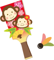 お猿さんの羽子板-羽根つき