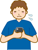 A man who is having trouble operating a smartphone