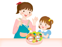 Mother material that makes Kyaraben with children