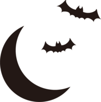 Crescent moon and bat-Halloween