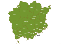 Map of Okayama prefecture (by city)