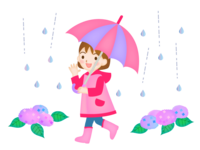 在雨中打伞的女孩