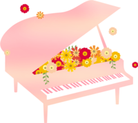 Many flowers and grand piano