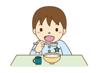 Boy material eating Nanakusa porridge