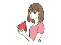 Watermelon and woman