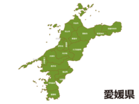 愛媛県(市町村別)の地図