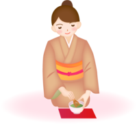 Woman making tea at the tea ceremony