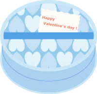 バレンタイン-水色のハート模様のチョコレート箱