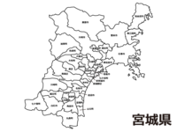 White map material of Miyagi prefecture (by city)