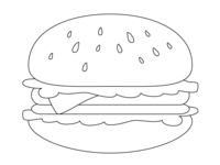 ぬりえ素材-ハンバーガー-ファーストフード