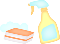スプレー洗剤とスポンジ-掃除