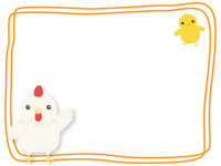 鸡和小鸡的手绘风格双线框架