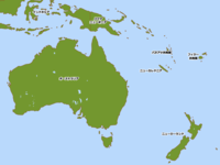 Oceania major countries-island map