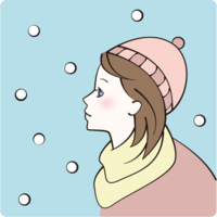 Woman staring at the falling snow