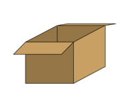 Cardboard box material with open lid