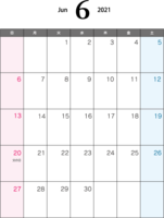 2021年6月(A4)カレンダー-印刷用