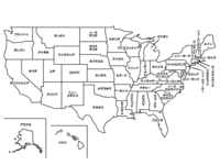 アメリカ合衆国(州別)白地図素材