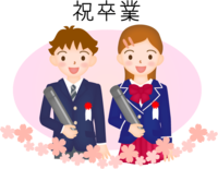 桜と小学校の卒業式