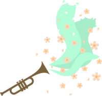 Trumpet and cherry blossoms
