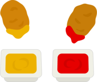 二種類のソースのチキンナゲット
