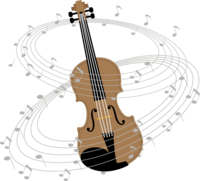 Violin and musical notes