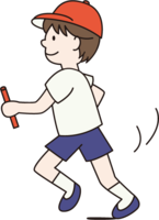 Boy carrying a baton in a relay