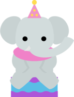 Circus-Elephant sitting on a table