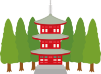 Red three-storied pagoda