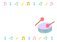 Colorful musical notes and small drum frame