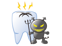 虫歯菌と虫歯のイメージ