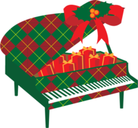 クリスマスカラーのグランドピアノ