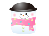 Snowman wearing a black hat-winter material