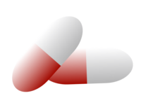 Red and white capsule type medicine