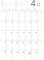 Calendar for April 2021 (Reiwa 3) with a simple design